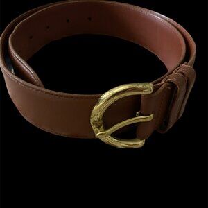 Vintage COACH British Tan Leather Belt Brass Buckle 8500